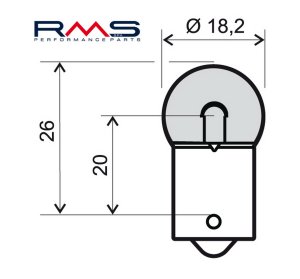 Bulb RMS 12V 10W, R10 BA15S white