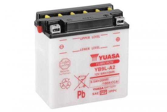 Yumicron battery with acid YUASA YB9L-A2