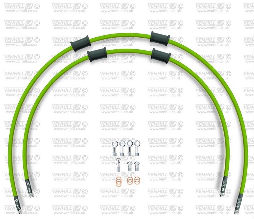 CROSSOVER Front brake hose kit Venhill KAW-16001F-GR POWERHOSEPLUS (2 hoses in kit) Green hoses, chromed fittings
