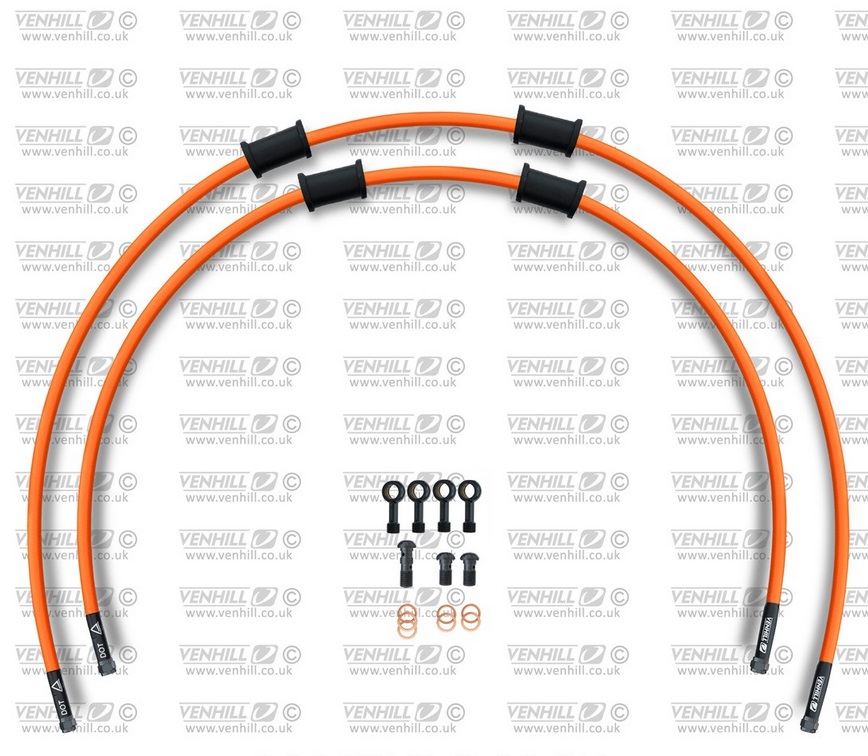 CROSSOVER Front brake hose kit Venhill KAW-16001FB-OR POWERHOSEPLUS (2 hoses in kit) Orange hoses, black fittings