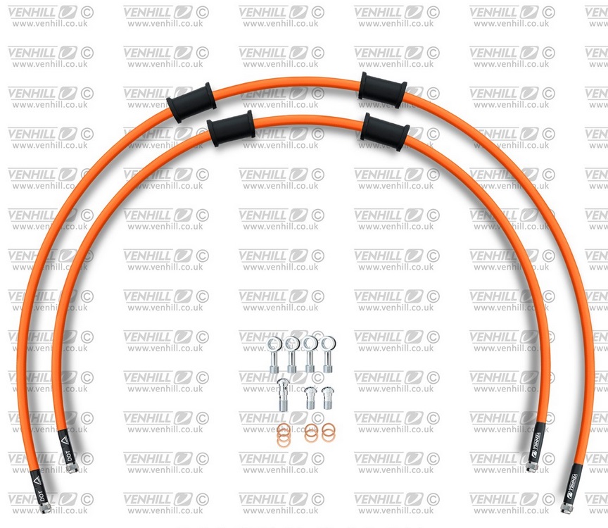 CROSSOVER Front brake hose kit Venhill KAW-16001F-OR POWERHOSEPLUS (2 hoses in kit) Orange hoses, chromed fittings