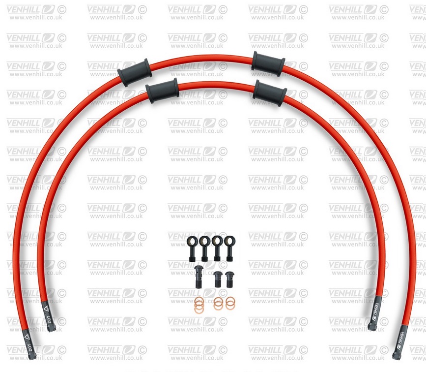 CROSSOVER Front brake hose kit Venhill KAW-16001FB-RD POWERHOSEPLUS (2 hoses in kit) Red hoses, black fittings
