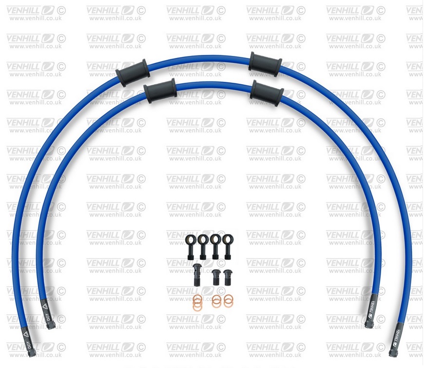 CROSSOVER Front brake hose kit Venhill KAW-16001FB-SB POWERHOSEPLUS (2 hoses in kit) Solid blue hoses, black fittings