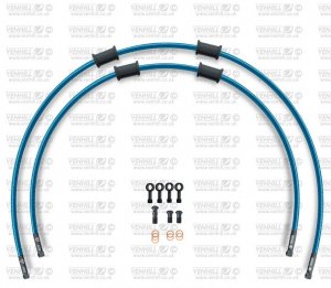 CROSSOVER Front brake hose kit Venhill KAW-16001FB-TB POWERHOSEPLUS (2 hoses in kit) Translucent blue hoses, black fittings