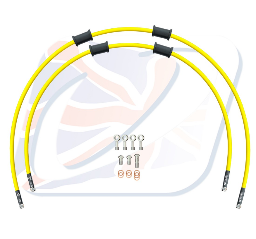CROSSOVER Front brake hose kit Venhill KAW-16001FS-YE POWERHOSEPLUS (2 hoses in kit) Yellow hoses, stainless steel fittings